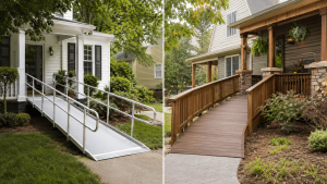 Comparison of a modular aluminum wheelchair accessibility ramp and a custom wood wheelchair ramp designed for long-term residential access